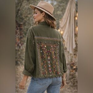 Beautiful Stories Boho‎ Embroidered Utility Shirt Jacket – XS